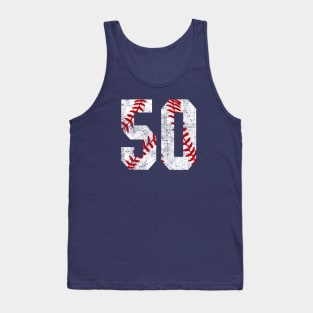 Vintage #50 Baseball Laces Baseball Mom Jersey Love Baseball Tank Top